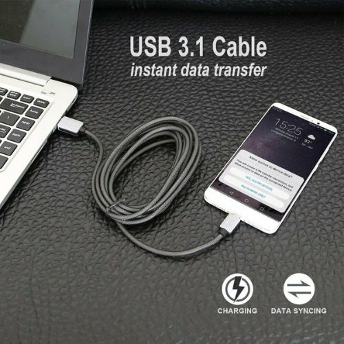 Braided USB Type-C Fast Charging Cable Cord Long For LG Samsung S9 Note 1m , 3m