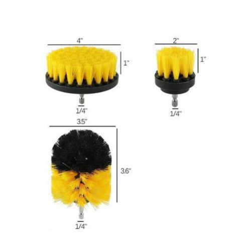 3 Pcs/Set Electric Drill Brush Bristle Cleaning Head for Car Tile Carpet Floor