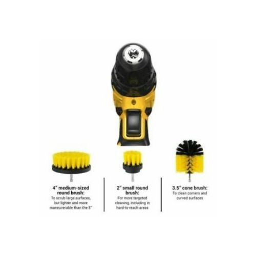 3Pcs- Drill Cleaning Brush Kit Bristle Scrubber Bathtub Tiles, Carpet Cleaning