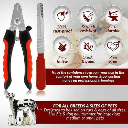 Dog Nail Cutter Clipper Claw & Nails Grinder Trimmer Grooming with Nail File