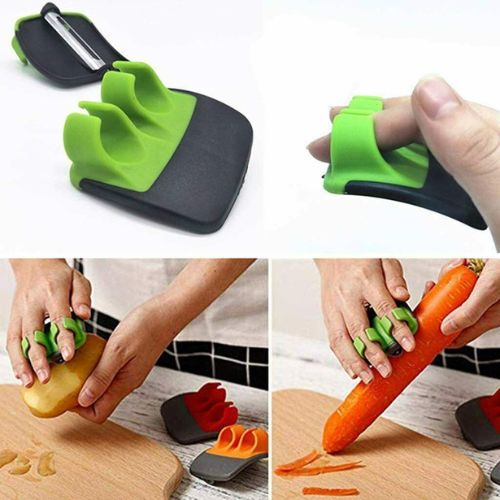 Double Finger Fruit Vegetable Peeler 2 in 1 Cut Grip Knife Peel Stainless Blade