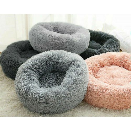 Pet Dog Cat Calming Bed Warm Soft Plush Round Nest Comfy Sleeping Kennel Cave CA