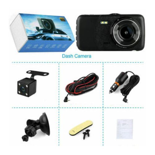 4" Dual Lens Car DVR Dashboard Camera Dash Cam 1080P Front and Rear 170°Recorder