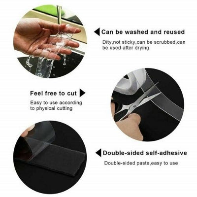 Reusable Nano Adhesive Tape Double-Sided Traceless Washable Gel Tape Anti-Slip