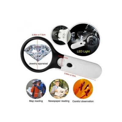 45Times Magnifier Extra Large Handheld Reading Magnifying Glass with 3LED Lights