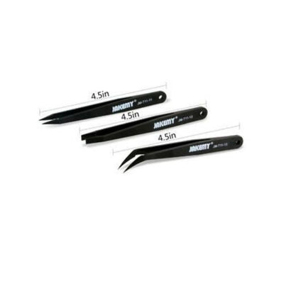 JAKEMY JM-T11 3in1 Anti-static Heat Resistant Flat Pointed Curved Tweezers Set