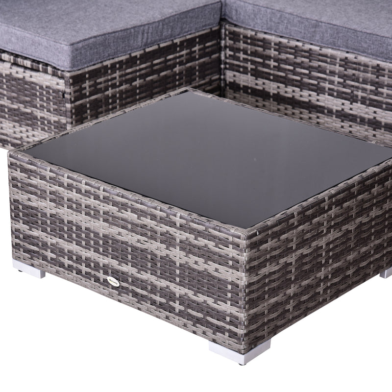 7pc Garden Wicker Sectional Set Outdoor Rattan Lounge Sofa with Cushion