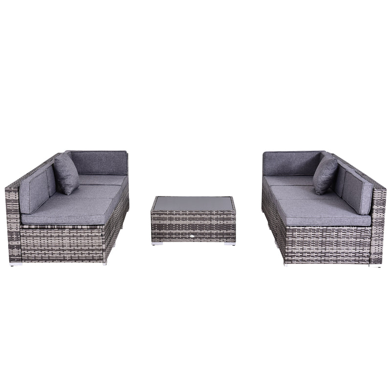 7pc Garden Wicker Sectional Set Outdoor Rattan Lounge Sofa with Cushion