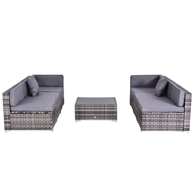 7pc Garden Wicker Sectional Set Outdoor Rattan Lounge Sofa with Cushion