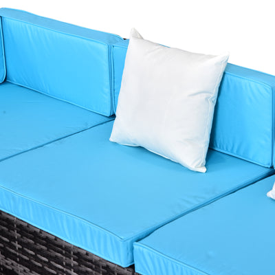 7pc Garden Wicker Sectional Set Outdoor Rattan Lounge Sofa with Cushion