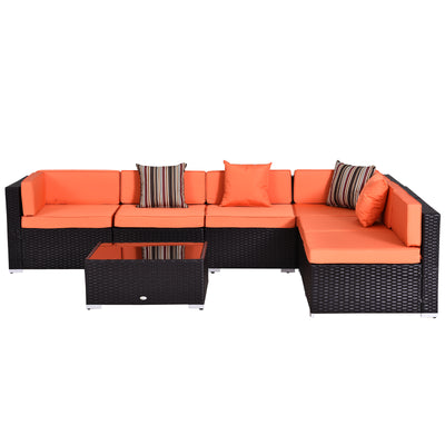 7pc Garden Wicker Sectional Set Outdoor Rattan Lounge Sofa with Cushion