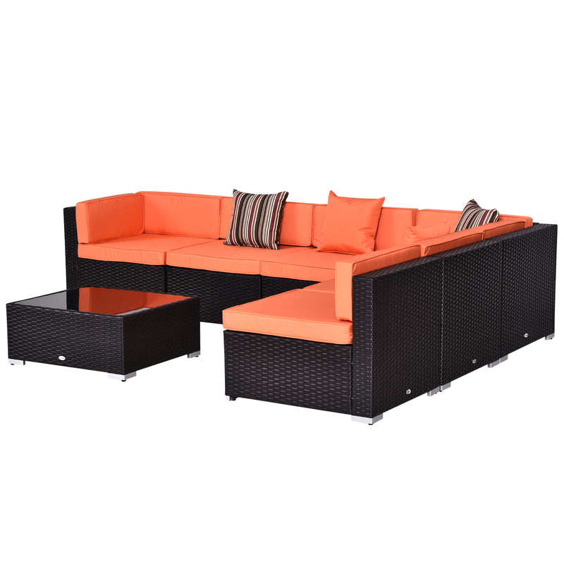 7pc Garden Wicker Sectional Set Outdoor Rattan Lounge Sofa with Cushion