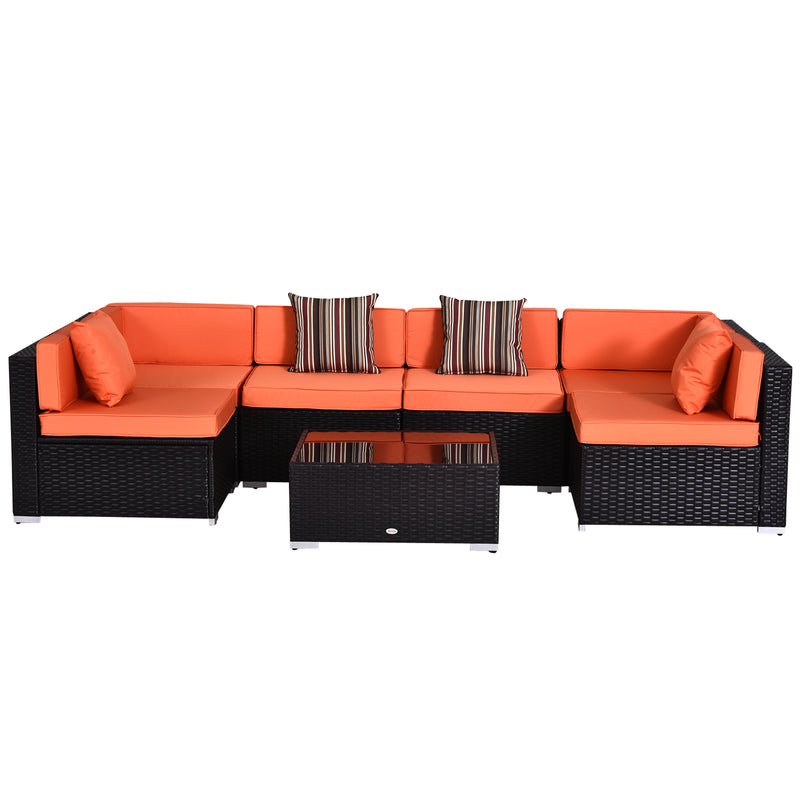7pc Garden Wicker Sectional Set Outdoor Rattan Lounge Sofa with Cushion
