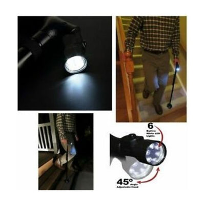Walking Stick Cane Folding With Light LED Strap Handle Metal Adjustable - 4 Legs