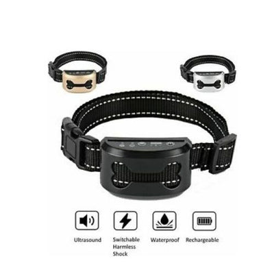 Waterproof Anti Bark Dog Collar Stop Barking Sound&Vibration Rechargeable S/M/L