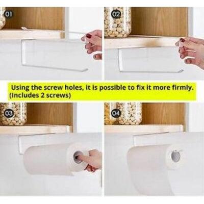 Roll Rack Holder Accessories Shelf Under Cabinet Paper Tissue Towel Held Hanger