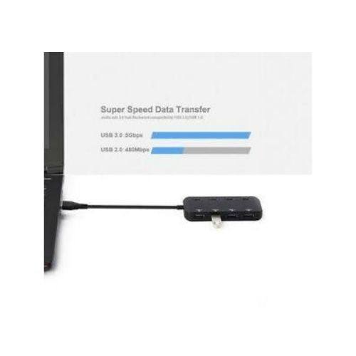 USB 3.0 4 Port HUB w/ on off Switch Portable Slim For Laptop Desktop Macbook