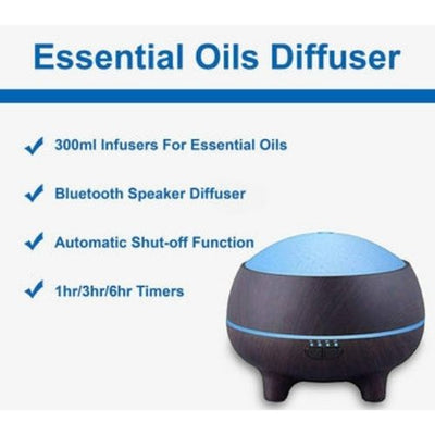 Essential Oil Diffuser Humidifier with Bluetooth Speaker Pure Aromatherapy LED