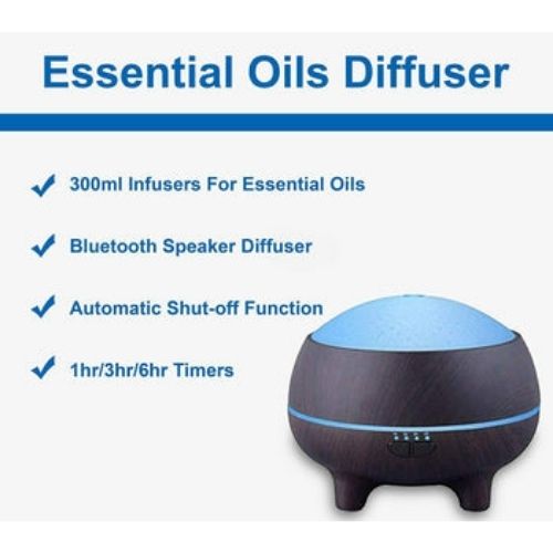 Essential Oil Diffuser Humidifier with Bluetooth Speaker Pure Aromatherapy LED