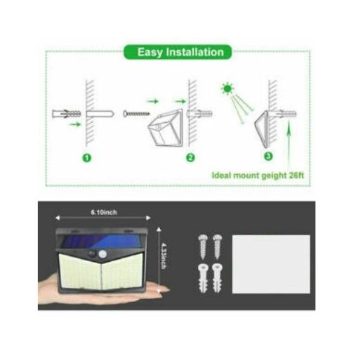 208LED Outdoor Solar Powered Lights PIR Motion Sensor Garden Security Wall Lamp