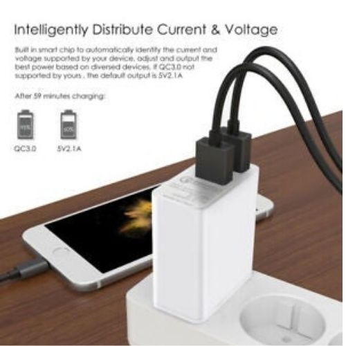 QC 3.0 USB AC Fast Charger 2 Port Universal Wall Quick Charging Travel Plug