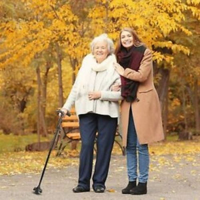 Walking Stick Cane Folding With Light LED Strap Handle Metal Adjustable - 4 Legs