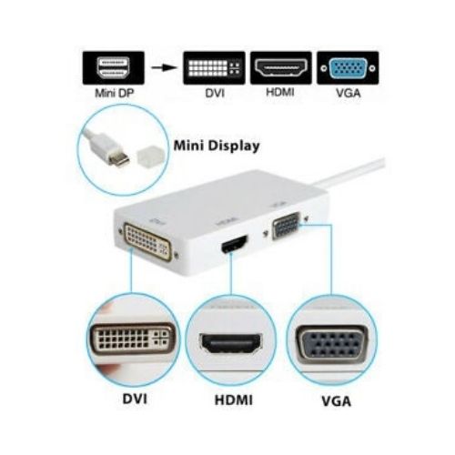 3 In 1 Mini DisplayPort DP Thunderbolt to DVI VGA HDMI Adapter Cable For MacBook