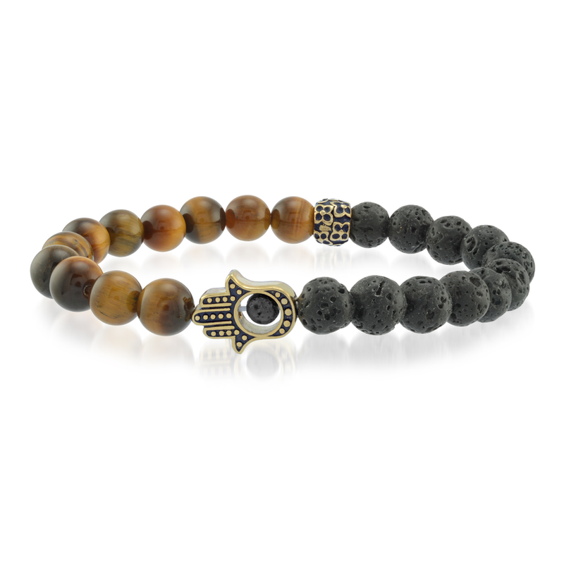 Italgem Steel Hamsa Bead Bracelet