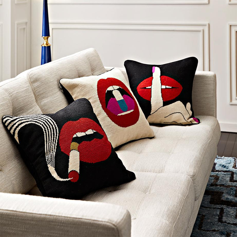Lips Needlepoint Pillows