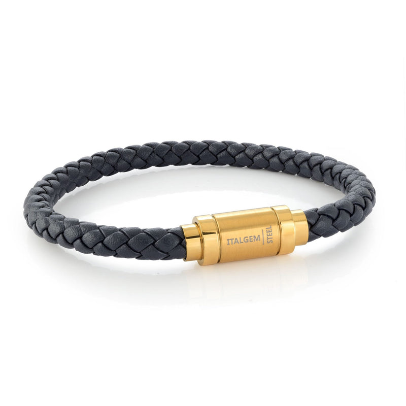 Italgem Steel Leather Bracelet