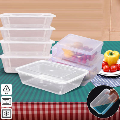 200 Pcs 1000ml Take Away Food Platstic Containers Boxes Base and Lids Bulk Pack