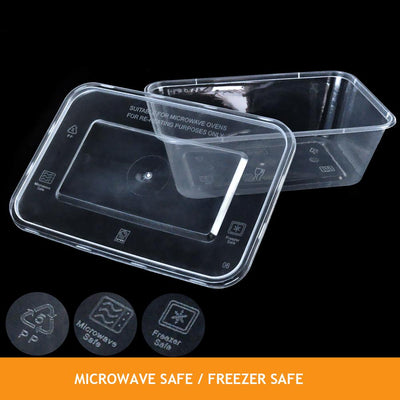 200 Pcs 1000ml Take Away Food Platstic Containers Boxes Base and Lids Bulk Pack