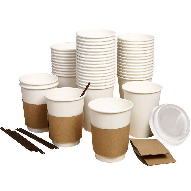 440 Pcs 12oz Disposable Takeaway Coffee Paper Cups Triple Wall Take Away w Lids