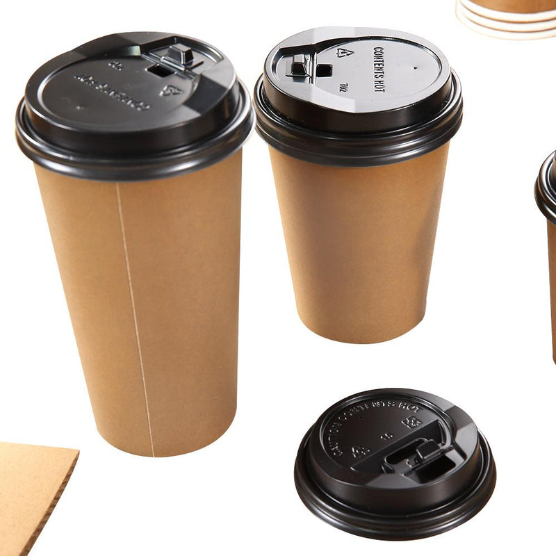 100 Pcs 20oz Disposable Takeaway Coffee Paper Cups Triple Wall Take Away Lids