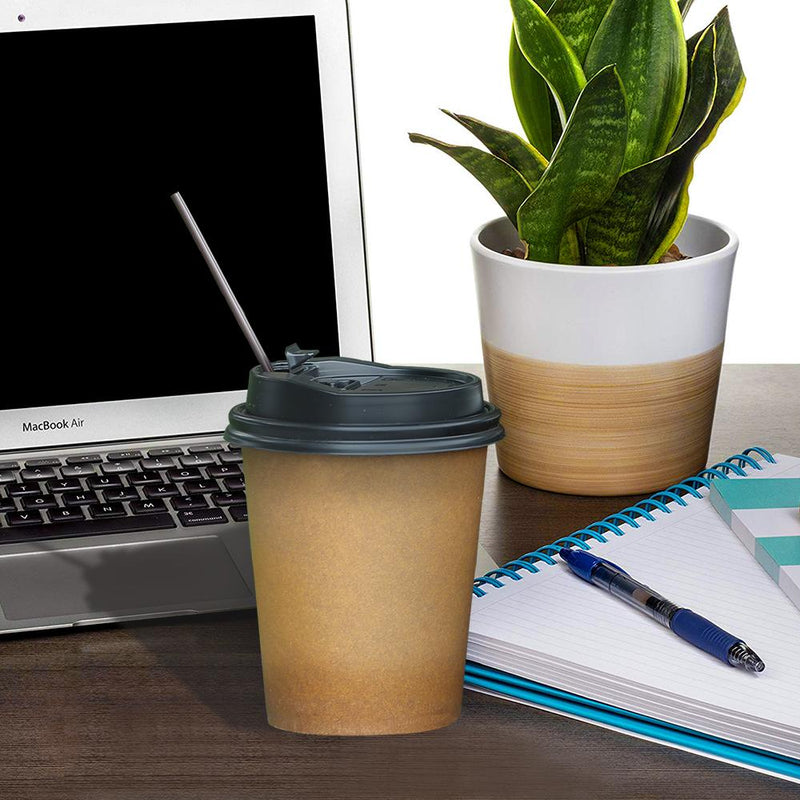 100 Pcs 20oz Disposable Takeaway Coffee Paper Cups Triple Wall Take Away Lids