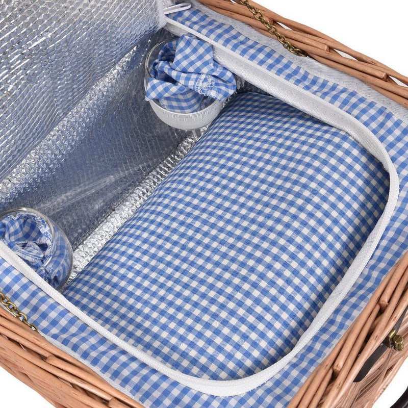 Deluxe 2 Person Picnic Basket Baskets Set Outdoor Corporate Blanket Park Trip