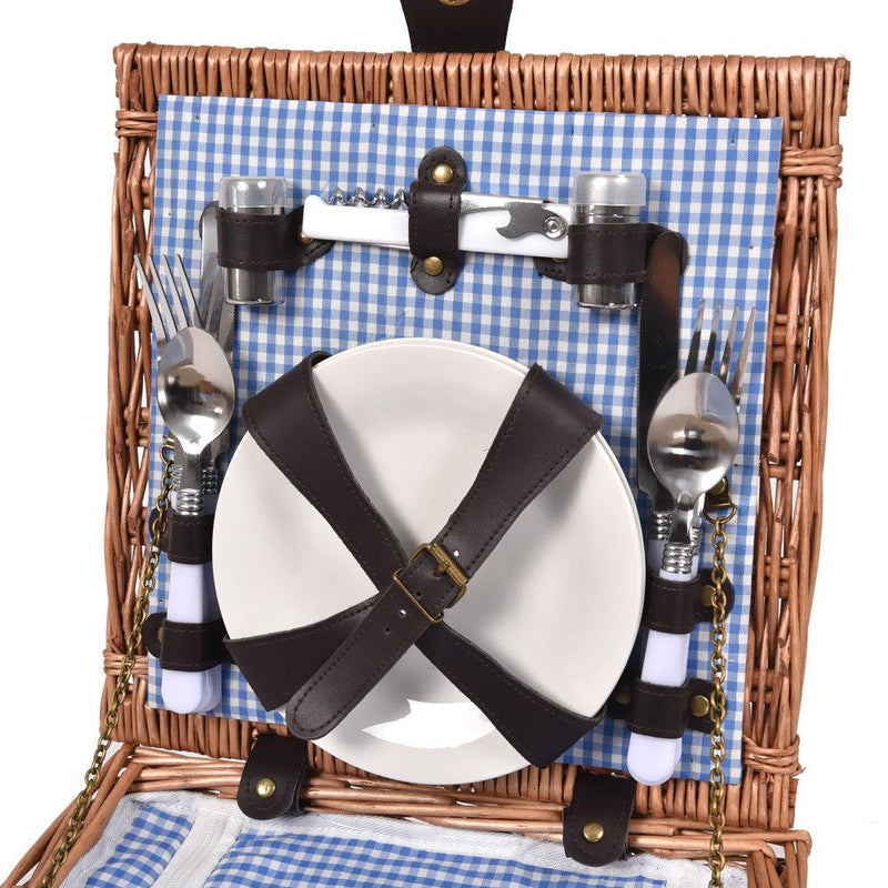 Deluxe 2 Person Picnic Basket Baskets Set Outdoor Corporate Blanket Park Trip
