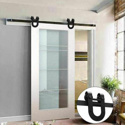 2M Antique Classic Style Single Sliding Barn Door Hardware Track Roller Kit