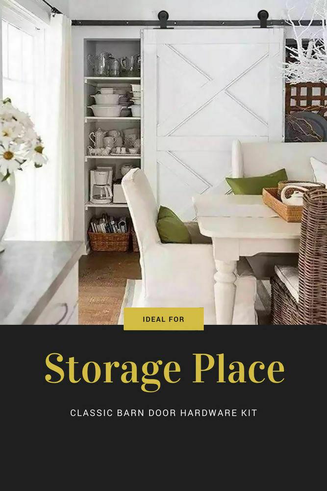 2.44M Antique Classic Style Single Sliding Barn Door Hardware Track Roller Kit