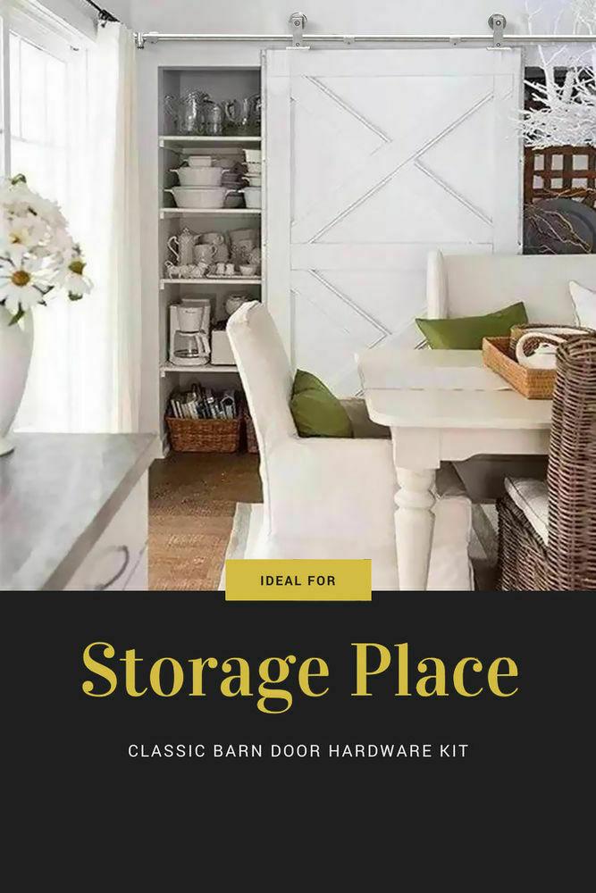 3M Antique Classic Style Single Sliding Barn Door Hardware Track Roller Kit