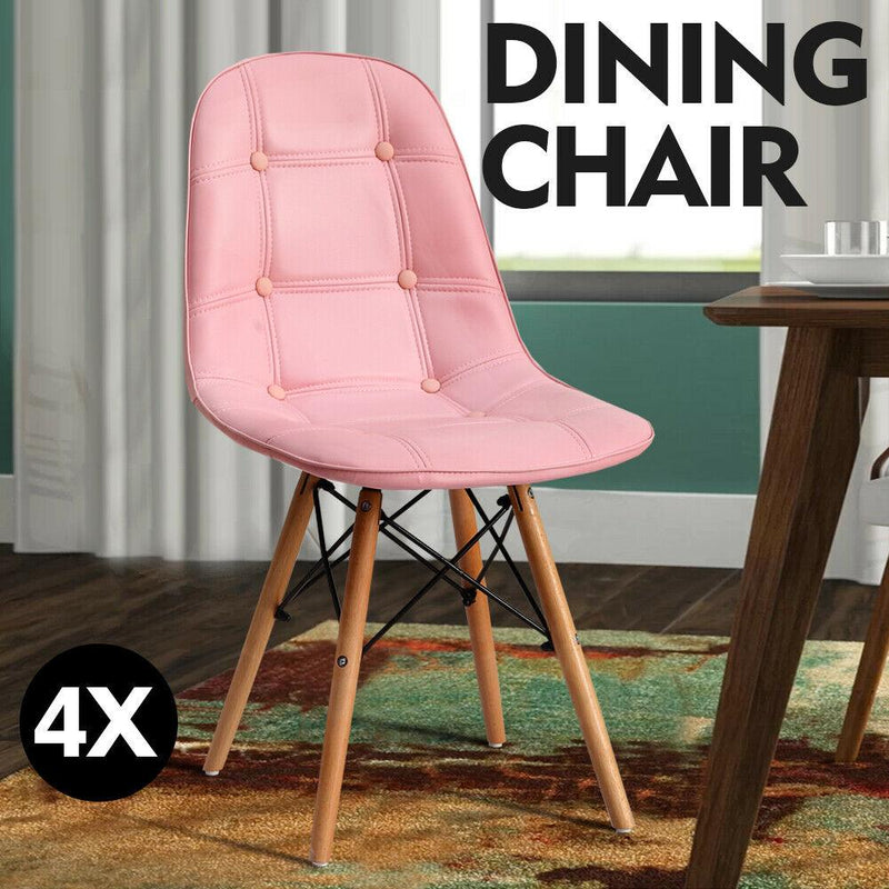 Levede 4x Retro Replica Eames PU Leather Dining Chair Office Cafe Lounge Chairs