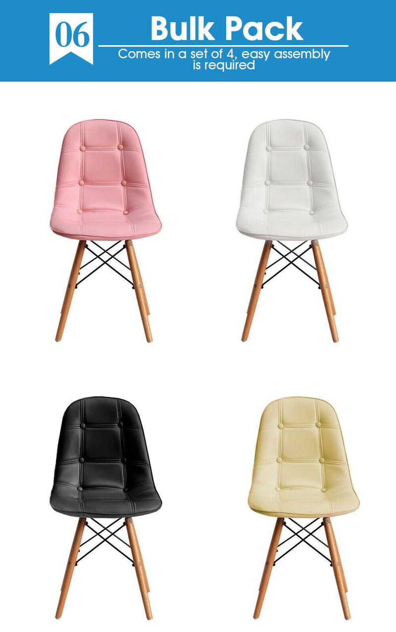 Levede 4x Retro Replica Eames PU Leather Dining Chair Office Cafe Lounge Chairs