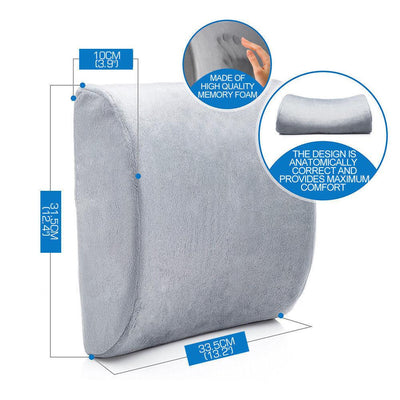 Memory Foam Seat Cushion Lumbar Back Support Orthoped Car Office Pain Relief