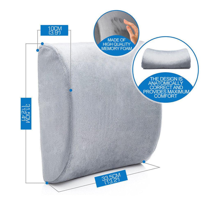 Memory Foam Seat Cushion Lumbar Back Support Orthoped Car Office Pain Relief