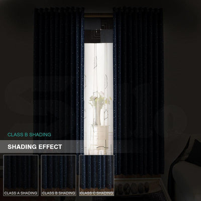 Star Blockout Blackout Curtains 3 Layers Eyelet Pure Fabric Room Darkening