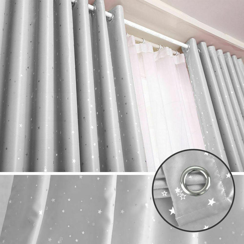 Star Blockout Blackout Curtains 3 Layers Eyelet Pure Fabric Room Darkening