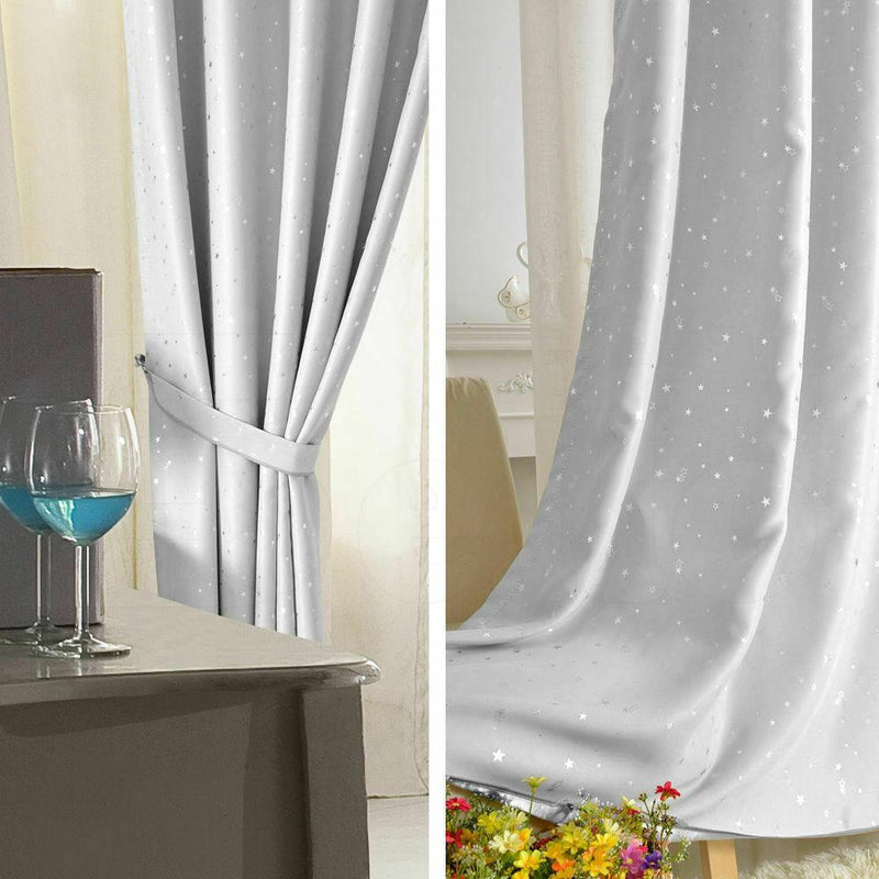 Star Blockout Blackout Curtains 3 Layers Eyelet Pure Fabric Room Darkening