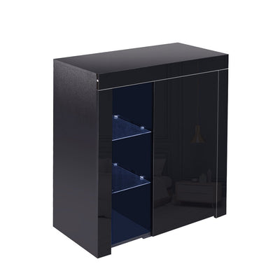 Levede Buffet Sideboard Modern High Gloss Furniture Cabinet Storage LED Black