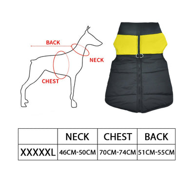 PaWz PaWz Dog Winter Jacket Padded Pet Clothes Windbreaker Vest Coat 5XL Yellow