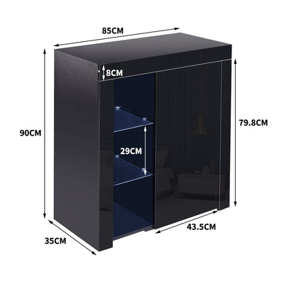 Levede Buffet Sideboard Modern High Gloss Furniture Cabinet Storage LED Black